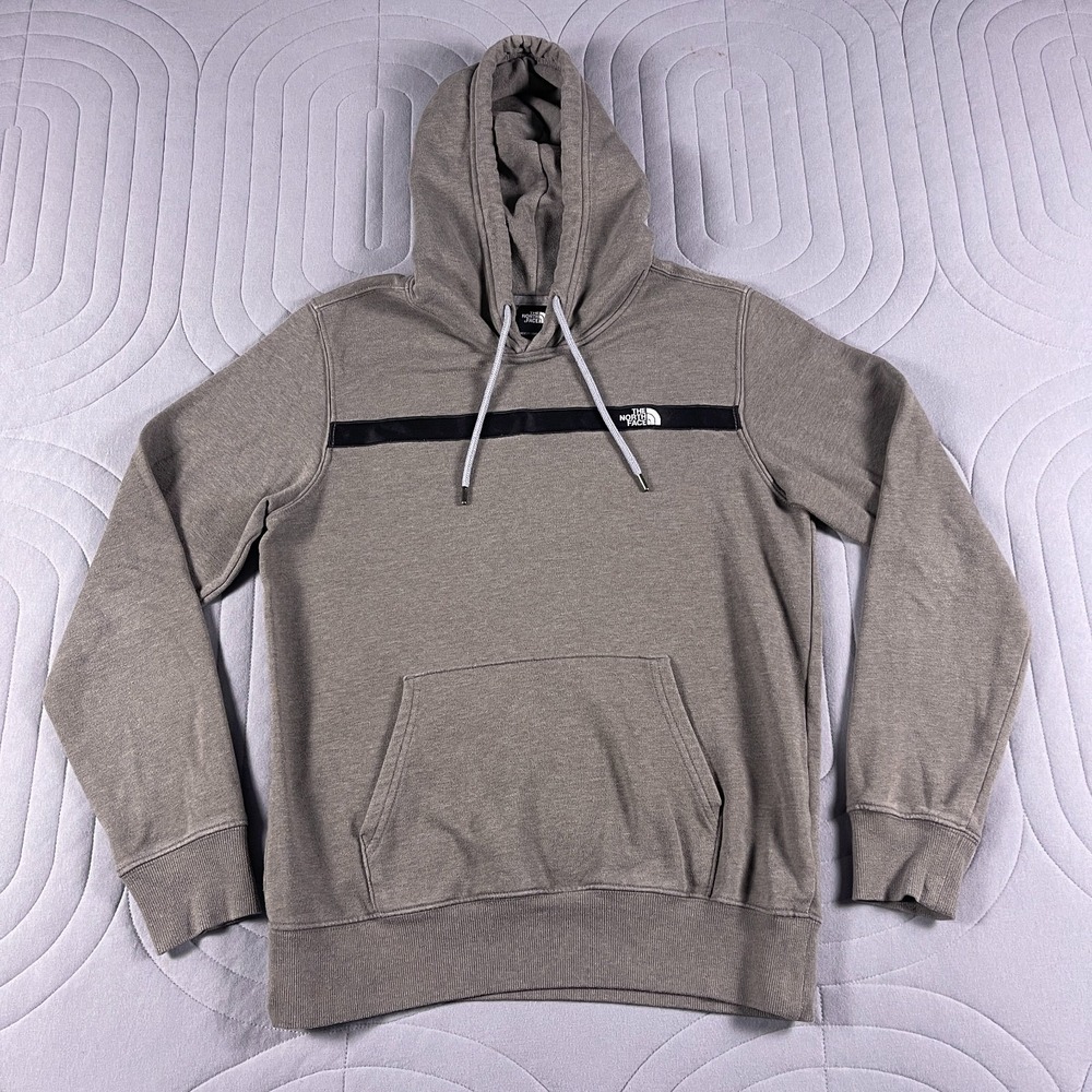 The North Face Mens Hoodie Small Gray Pullover Sweatshirt Logo Kangaroo Pouch
